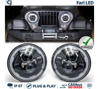 FARI Anteriori Full LED Per JEEP CJ Luce Bianca 6500K Angel Eyes 60W