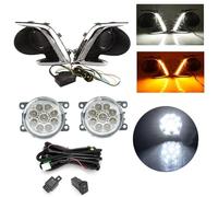 Fari Anteriori LED DRL Fendinebbia Per Mitsubishi For Attrage Per Mirage G4 2012-2017 Faro Luci Marcia Diurna Lampada Fendinebbia Con Indicatori Direzione Gialli Faro Anteriore(1 set B)