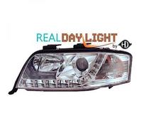 Fari Anteriori LED DRL LHD In Cromo Trasparente Per Audi A6 Typ 4B 01-04