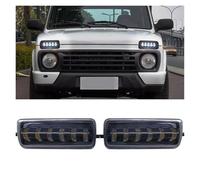 Fari Anteriori Per Lada Per Niva 4x4 1995 Running Indicatori Di Direzione Car Styling Accessori Lampada Tuning Con DRL 2 Pezzi Luci Diurne A LED Faro Anteriore(Black d)