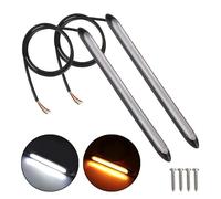 Fari Anteriori Universale 12V Auto DRL Luci Indicatori Direzione Lampeggiante Strisce LED Auto Day Running Lampade Indicatore Di Nebbia Lampeggiante Accessori Auto Faro Anteriore(27.5cm White Yellow)