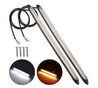 Fari Anteriori Universale 12V Auto DRL Luci Indicatori Direzione Lampeggiante Strisce LED Auto Day Running Lampade Indicatore Di Nebbia Lampeggiante Accessori Auto Faro Anteriore(34.5cm White Yellow)