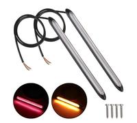 Fari Anteriori Universale 12V Auto DRL Luci Indicatori Direzione Lampeggiante Strisce LED Auto Day Running Lampade Indicatore Di Nebbia Lampeggiante Accessori Auto Faro Anteriore(27.5cm Red Yellow)