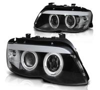 Fari Anteriori Xenon Angel Eyes Tuning Tec Per BMW X5 E53 Facelift 03-06 Nero
