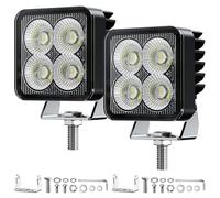 Fari da Lavoro LED Luce Diffusa, 12V 24V, 32W, 6500K Bianco, 3 in, 2 Pezzi | Impermeabile IP67, per Trattore, Uso Fuoristrada e Camion, Alluminio Pressofuso, per Retromarcia Veicoli