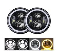 Fari Faro Faro Per Auto Da 2 Pezzi Faro A Led Da 7 Pollici Hi/Low H4 Halo Angle Eyes DRL Per Dodge Per Dakota 2004 Per Santana PS1 2004(50w Halo light Black)