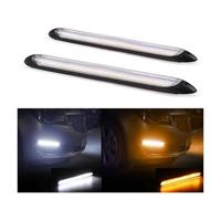 Fari Faro Le Strisce DRL A LED Da 2 Pezzi 12V Iniziano A Scaing La Luce Marcia Diurna Per I Fari Delle Auto Che Scorrono Accendono Le Luci Diurne A LED Gialle(1pair 23.5cm)
