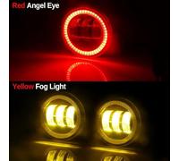 Fari Fendinebbia Per Nissan Pulsar Per Tiida C13 Hatchback 2014-2018, Fendinebbia A LED Angel Eye DRL Sinistra Destra 30 W 6000 Lm 12 V Fendinebbia(Yellow and Red)