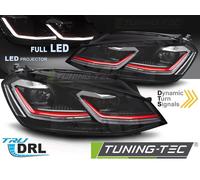 Fari Full LED con linea rossa e luci diurne (DRL) compatibili VW Golf 7