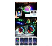 Fari LED Esagonali RGB con App Controllo per Auto - Doppia Lente Proiettore per drl Multicolore 12V 23cm(70MM)