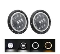 Fari Led Faro Auto Per Benz-G G55 2xLada Auto Motor 7 Pollici Led Faro Hi/Low H4 Luce Halo Angle Eyes DRL Faro(90w Halo light Black)