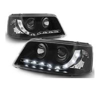 Fari LED NERI compatibili con VW TRANSPORTER T5 2003 2004 2005 2006 2007 2008 2009 VR-2319 Luci anteriori per auto Lampade per auto Fari per auto Pilota e Passeggero Set di assemblaggio fari