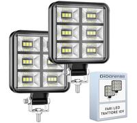 Fari led trattore 4x4 12v 2 pezzi alluminio abs 18 led 6500K 8.4 cm 3.34" IP65 massima luminosita