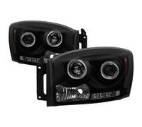 Fari Proiettori A LED Dual Halo Fumè Neri Per Dodge Ram 06-08