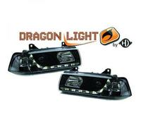 Fari Proiettori LHD A Coppia LED Drago DRL Neri BMW 3 Serie E36 Berlina