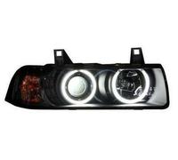Fari Proiettori LHD Angel Eyes CCFL Neri Per BMW E36 Berlina Touring