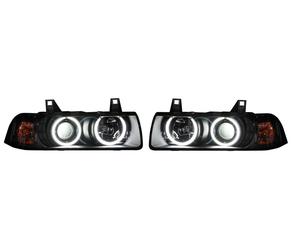 Fari Proiettori LHD Angel Eyes CCFL Neri Per BMW E36 Coupe Cabrio 90-99