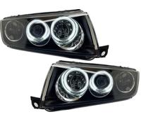 Fari Proiettori LHD Angel Eyes CCFL Neri Per Skoda Fabia I -07