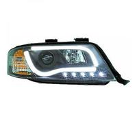Fari Proiettori LHD Coppia LED Lightbar DRL Trasparente Nero Per Audi A6 Typ 4B