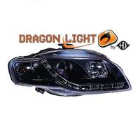 Fari Proiettori LHD Pair LED Drago Chiaro Nero Per Audi A4 Avant 8E 04-07