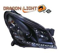 Fari Proiettori LHD Pair LED Drago DRL Neri Per Vauxhall Opel Astra H 04-