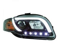Fari Proiettori LHD Pair LED Light Bar DRL Neri Per Audi A4 Avant B7 04-07