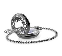 FARIDRUN Orologio da tasca meccanico da uomo, orologio da tasca retrò, serie Steampunk Gear, quadrante con numeri romani scheletro, cassa in acciaio inossidabile nero, catena da 14 pollici
