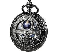 FARIDRUN Set di orecchini e orologio da tasca meccanico intelligente, da uomo e donna, ricreando il romanticismo medievale (nero), Nero , One Size