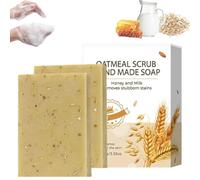 Farina d'avena naturale e sapone al latte per la pelle sensibile secca, detergente delicato idratante, sapone biologico per viso, corpo e mani, ammorbidisce la pelle (2 Pcs)