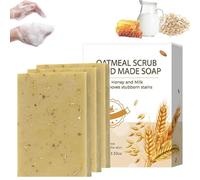 Farina d'avena naturale e sapone al latte per la pelle sensibile secca, detergente delicato idratante, sapone biologico per viso, corpo e mani, ammorbidisce la pelle (3 Pcs)
