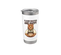 Farina Dusted And Happy Baking Quote Bread Baker Bear Pastry Bicchiere termico in acciaio inox doppia parete