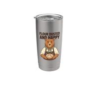 Farina Dusted And Happy Baking Quote Bread Baker Bear Pastry Bicchiere termico in acciaio inox doppia parete