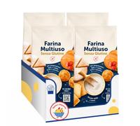 Farina Multiuso Senza Glutine, 1 kg, Preparato per Pane, Pizza, Focaccia, Dolci, Pasta e Ricette da Forno, Confezione Multipla da 4/8/12 Pezzi (4 PEZZI)