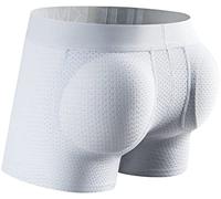Faringoto - Boxer da uomo con imbottitura in rete, slip push up con imbottitura, mutande con tasca, cueca, biancheria intima bianca