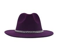 Faringoto Cappello Fedora feltro a tesa larga di modo per le donne Autunno Inverno Uomini Panama, Viola, L