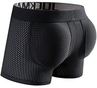 Faringoto Intimo da uomo imbottito in rete boxer corti sollevatore glutei per ingrandire il sedere push-up con imbottitura mutande, Nero , S