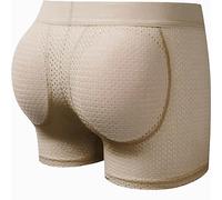 Faringoto Intimo imbottito da uomo in rete brevi Buttoceks Lifter ingrandire Butt Push Up Pad mutande, cachi, L