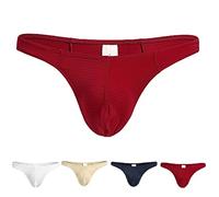 Faringoto Moda T-Pants Perizoma slip Mens Ice Silk mutande comode, Rosso, M