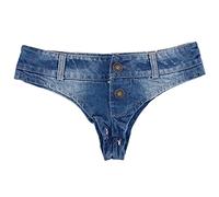 Faringoto Pantaloncini sexy da donna, a vita bassa, elasticizzati, in denim, abbigliamento da discoteca, 620, L