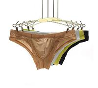 Faringoto Slip a vita bassa in seta di ghiaccio da uomo traspiranti, Nudo+bianco+giallo+nero, S