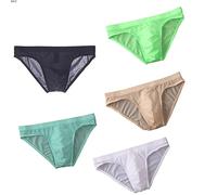 Faringoto Slip intimo maschile per uomo in seta trasparente mutandine da uomo, Bianco+nudo+navy+azzurro chiaro+verde, L