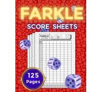 Farkle Score Sheets: 8 Player Games | Large Print & Size 8.5x11 | 125 Pages | Score Pads for Easy Scorekeeping | Clear Design Scorebook with Running Totals