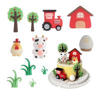 Farm Animal Cake Toppers - Farm Birthday Decorations Topper, Tractor Barn Cow Party, for Kids Birthday Party Decorations, Cute and Colorful Design, Suitable for Boys and Girls, Cupcake Toppers