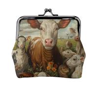 Farm Animal Print Fashion forward Donne Coin Purse Carino Mini Zipper Portafoglio con Bacio Lock Impermeabile