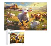 Farm Animal Puzzles in Legno 1000 Pezzi, Puzzle Per Adulti Bambini Per La Stampa Ad Alta Definizione, Gioco Di Famiglia Sfida (75×50cm)