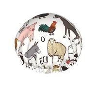 Farm Animals 4 Modello Cuffia da a e Cuffia da Bagno per Donna, Cuffie da a Impermeabili Oversize Reversibili Grandi Progettate per Tutte Le Lunghezze di Capelli, Cuffia Elastica Riutilizz