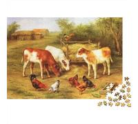 Farm Animals Jigsaw Puzzle 1000 Pezzi Riciclabile Pastoral Scene Anziani Puzzles Educativo Gioco Decompression Ideal for Famiglia And Friends Compleannos 52x38cm/1000pcs