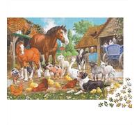 Farm Animals Jigsaw Puzzle 1000 Pezzi Riciclabile Rural Life Anziani Puzzles Educativo Gioco Decompression Ideal for Famiglia And Friends Compleannos 70x50cm/1000pcs