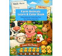Farm Animals Learn & Color Activity Book for Kids: Coloring, Tracing, Counting, Mazes, and Fun Farm Activities for Ages 5-8