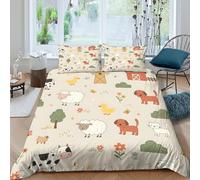 Farm animalsSet Di Copripiumino ultra microfibra 3 pezzi motivo 3D con cerniera Cute cartoon style copripiumino con federa traspirante ultra morbido e traspirante for bambini Super king（260x220cm）